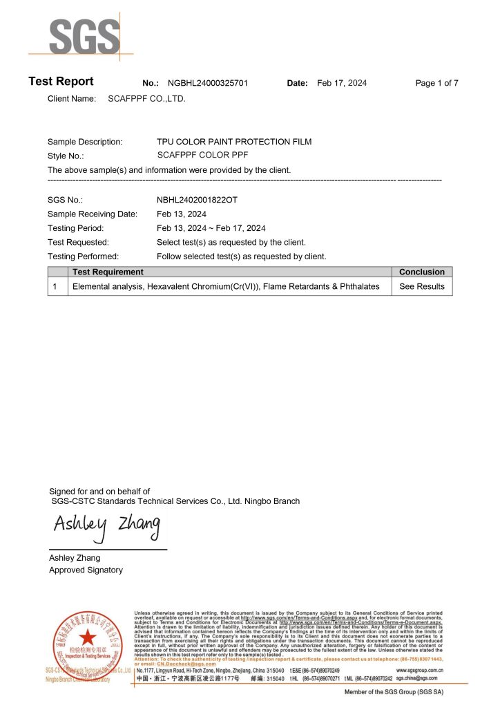 Scaf Color PPF Test Report-1